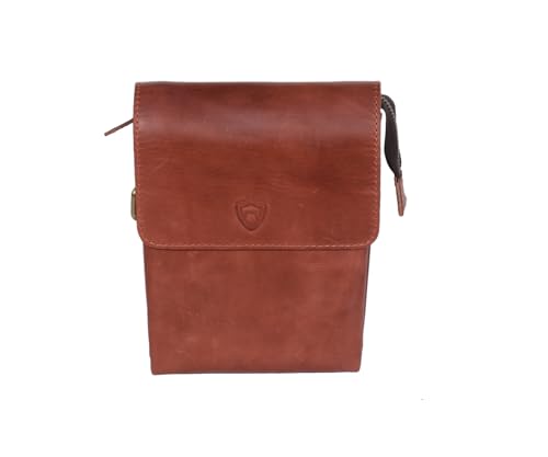 Aegis leather Herren Umhängetasche aus echtem Leder, RFID-blockierend, klein, Messenger Satchel mit verstellbarem Riemen, hautfarben, Men's cross body Aegis leather Herren Umhängetasche aus echtem Leder, RFID-blockierend, klein, Messenger Satchel mit verstellbarem Riemen, hautfarben, Men's cross body von Aegis leather