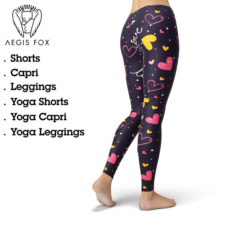 Heart Print Active Leggings Valentinstag Trainingshose von AegisFox