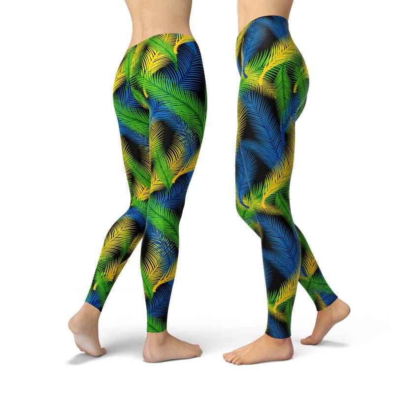 Karneval Leggings Palmen Print, Lila, Grün & Gold von AegisFox