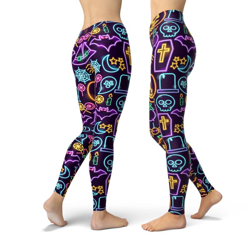 Neon Halloween Print Leggings Festival Kostüm Mit Hoher Taille von AegisFox