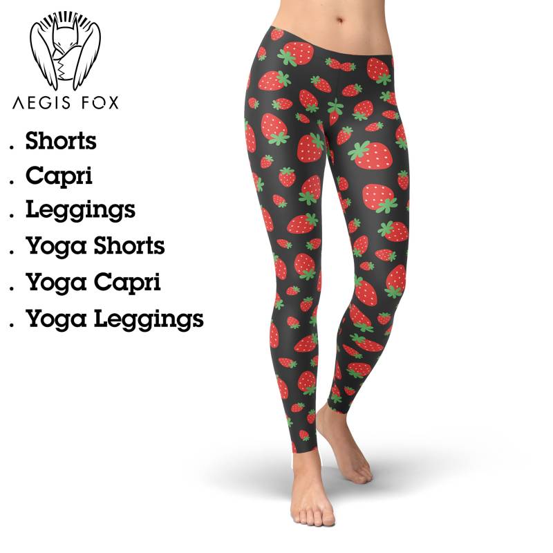 Rote Erdbeer-Print Leggings Valentinstag Activewear von AegisFox