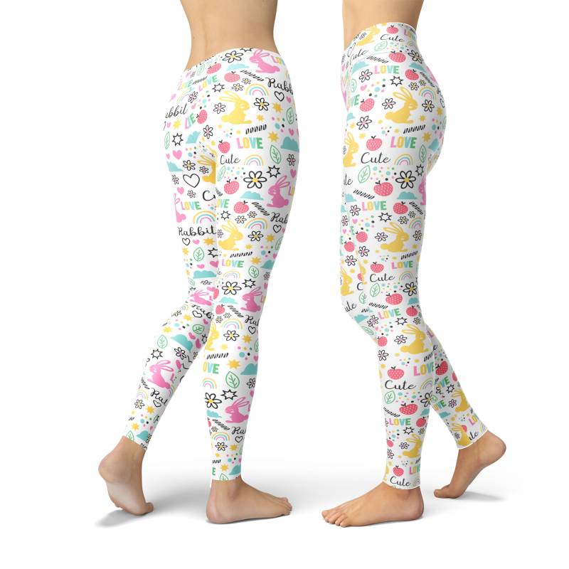 Yoga Leggings Mit Hasen Print Oster Outfit, Sporthose von AegisFox
