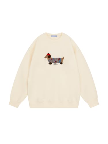 Aelfric Eden Cartoon Dackel Sweatshirt Herren Oversize Dog Pullover Damen Basic Y2K Sweat Vintage Langarmshirt Loose Fit Arbeitspullover Aprikose, XS Aelfric Eden Cartoon Dackel Sweatshirt Herren Oversize Dog Pullover Damen Basic Y2K Sweat Vintage Langarmshirt Loose Fit Arbeitspullover Aprikose, XS von Aelfric Eden
