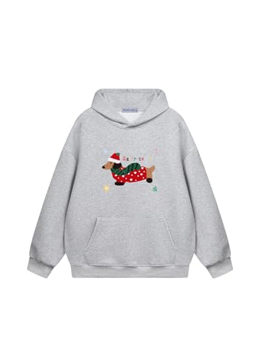 Aelfric Eden Cartoon Dog Hoodie Herren Oversized Kapuzenpullover Langarm Sweatshirt Y2K Hoody mit Kapuze Basic Vintage Hooded mit Muster Unisex Sport Oberteile Streetwear Christmas, M von Aelfric Eden