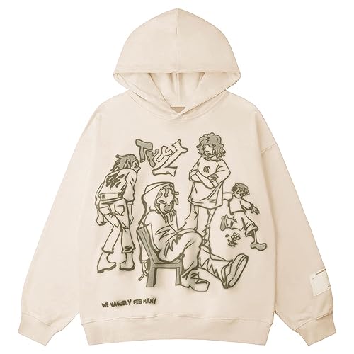 Aelfric Eden Unisex Oversized Hoodies Damen Graphic Kapuzenpullover Herren Baumwoll Pullover Streetwear Hip Hop Sweatshirt Aprikose M von Aelfric Eden