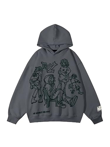 Aelfric Eden Damen Oversize Hoodie Y2K Zip Kapuzenpullover Herren Casual Einfarbig Hoody Sweatshirt mit Kapuze Streetwear Grau S von Aelfric Eden