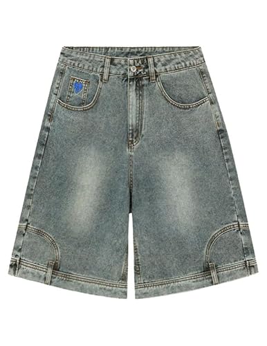 Aelfric Eden Damen Washed Reverse Jorts Baggy Herren Vintage Jeans Shorts Unisex Weites Bein Jeansshorts Sommer Denim Kurze Hosen Y2K Blau, 34 von Aelfric Eden