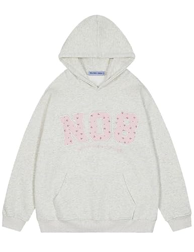 Aelfric Eden Hoodie Damen Oversized Kapuzenpullover Langarm Sweatshirt mit Kapuze Y2K Hoody Basic Vintage Hooded Sport Streetwear Unisex Oberteile Grau S von Aelfric Eden
