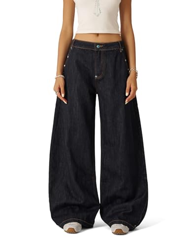 Aelfric Eden Herren Baggy Jeans Vintage Rivets Denim Hosen Damen Wide Leg Jeanshose Hip Hop Streetwear Skateboard 32 von Aelfric Eden