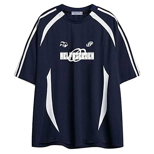 Aelfric Eden Herren Baseball Shirt Kurzarm Retro Raglan Jersey Tshirt Oversized Damen Tops Sommer Blau von Aelfric Eden