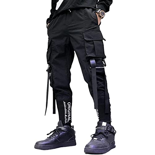 Aelfric Eden Herren Techwear Cargohose Kordelzug Hip Hop Streetwear Punk Jogginghose mit Taschen von Aelfric Eden