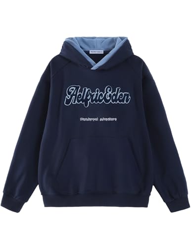 Aelfric Eden Hoodie Herren Kapuzenpullover Oversize Sweatshirt Mit Kapuze Hoody Pullover Y2K Baumwolle Pulli Männer Blau S von Aelfric Eden