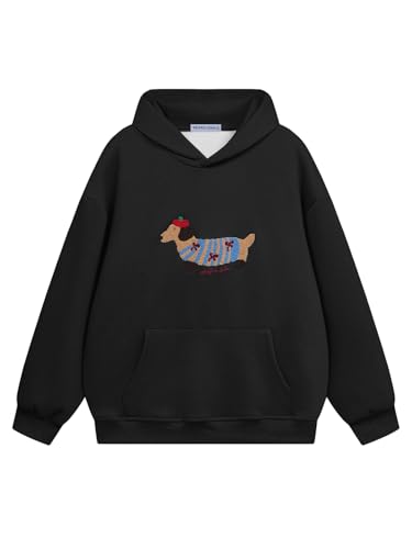 Aelfric Eden Hoodie Herren Oversize Kapuzenpullover Langarm Sweatshirt Y2K Hoody mit Kapuze Basic Kapuzen Pullover Vintage Hooded mit Muster Unisex Sport Oberteile Streetwear Schwarz, M von Aelfric Eden
