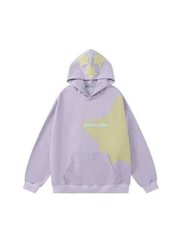 Aelfric Eden Hoodie Herren Oversized Kapuzenpullover mit Tasche Incomplete Star Print Hoody Langarm Sweatshirt Y2K Basic Vintage Hooded Backprint von Aelfric Eden