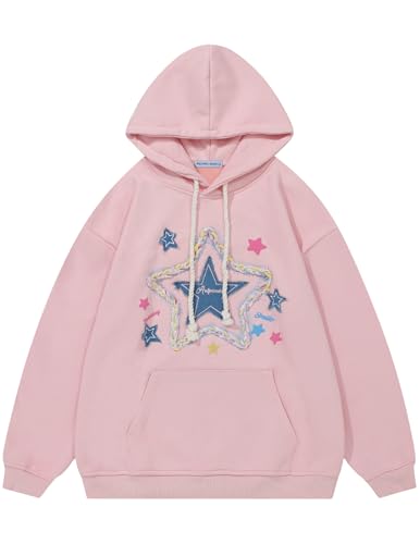 Aelfric Eden Damen Hoodie mit Kapuze Oversized Kapuzenpullover mit Tasche Pullover Langarm Sweatshirt Baumwolle Freizeit Hoody Oberteile Rosa M von Aelfric Eden