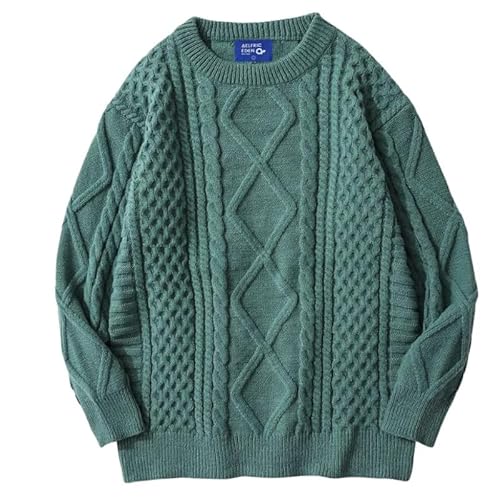 Aelfric Eden Pullover Damen Strickpullover Oversize Rundhals Zopfstrickpullover Knit Langarm Jumper Sweater Klassischer Elegant Vintage Pullover Grün S von Aelfric Eden