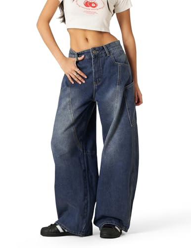 Aelfric Eden Super Baggy Barrel Jeans Herren Denim Hosen Damen Weites Bein Unisex Jeanshose Y2K Cargo Jeans Streetwear Casual Pants Blau, 30 Aelfric Eden Super Baggy Barrel Jeans Herren Denim Hosen Damen Weites Bein Unisex Jeanshose Y2K Cargo Jeans Streetwear Casual Pants Blau, 30 von Aelfric Eden