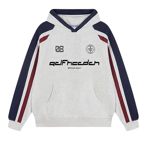 Aelfric Eden Unisex Oversized Hoodies Damen Kapuzenpullover Vintage Graphic Sweatshirt mit Taschen Herbst Winter Streetwear Pullover Grau XL von Aelfric Eden