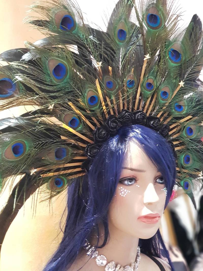 Black Feather Halo Crown - Gothic Angel Headpiece, Festival Or Wedding Accessory, Photoshoot Costume von AelitaFashion