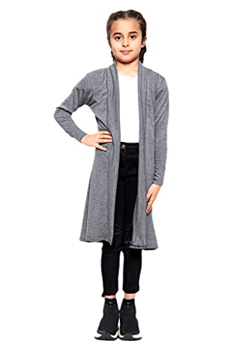 Aelstores Mädchen Freund Maxi Cardigan Plain Langarm Mode Open Front Top School Pullover Holzkohle 13-14 Jahre von Aelstores