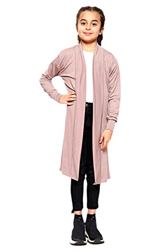 Aelstores Mädchen Freund Maxi Cardigan Plain Langarm Mode Open Front Top School Pullover Mokka 9-10 Jahre von Aelstores