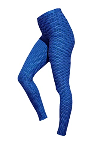 Aelstores Mädchen-Leggings mit Waffelmuster, Anti-Cellulite-Gerüscht, strukturierte Blasen-Yogahose, 3–14 Jahre Gr. 13-14 Jahre, blau von Aelstores