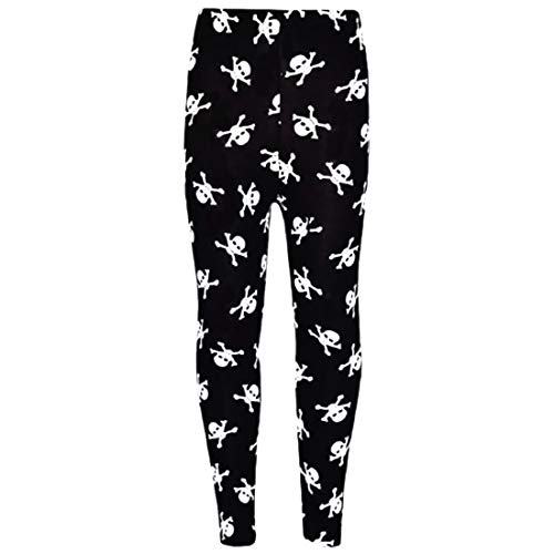 Aelstores Leggings mit Totenkopf und Knochenmuster für Mädchen, Farbe: Schwarz, Größe: 7—8 Jahre von Aelstores