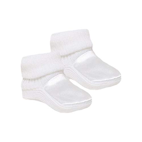 Baby Mädchen Jungen Neugeborene Schleife Gestrickt Häkeln Booties Weiche Schuhe Turover Socken Bootie für Babys Gr. 0 Monate, Weiß (S404) von Aelstores