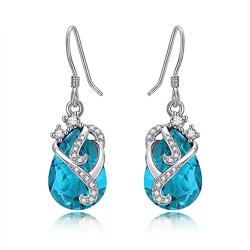 Aquamarin Ohrringe für Frauen Sterling Silber Aquamarin Schmuck Tropfen baumeln Ohrringe Blau Kristall Ohrringe Geschenke für Frauen von Aeneas