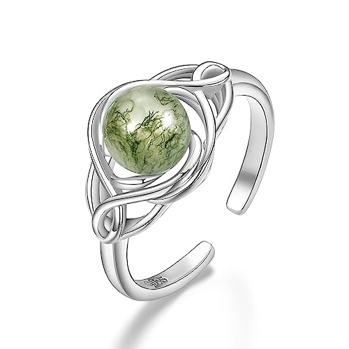 Natürlicher Moosachat Ring Sterling Silber Moosachat Verlobungsring Moosachat Schmuck Geschenke für Frauen von Aeneas