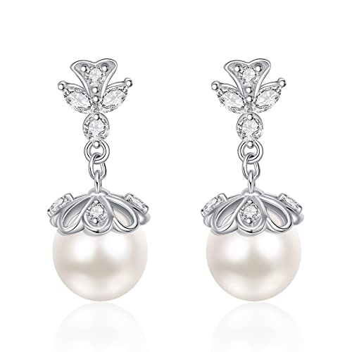 AENEAS Braut Ohrringe Sterling Silber Hochzeit Ohrringe für Bräute Perlenohrringe für Frauen Geschenk für Frauen, Sterling Silber, Perle von Aeneas