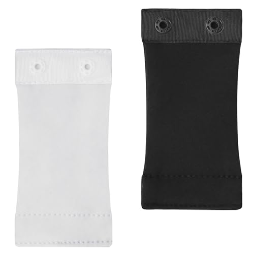 Damen-Bodyverlängerung mit Druckknöpfen, fügt dem Oberkörper Länge hinzu, abnehmbare und waschbare Schrittverlängerung, 2 Stück, 2 Kunststoffe, schwarz/weiß, 4" Length von Aenmt