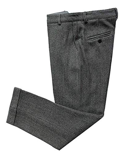 AeoTeokey Herren Anzughose Fischgrätenmuster Tweed Kleid Vintage Hose Casual Dicke Wolle Plissee Front, grau, 34 W/32 L AeoTeokey Herren Anzughose Fischgrätenmuster Tweed Kleid Vintage Hose Casual Dicke Wolle Plissee Front, grau, 34 W/32 L von AeoTeokey