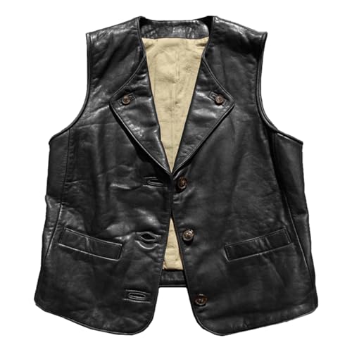 AeoTeokey Herren Weste Klassischer V-Ausschnitt Leder Regular Fit Weste Business Weste (Schwarz,L) von AeoTeokey