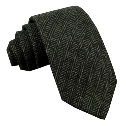 Herren Anzug Krawatte Tweed Wolle Halstuch Herringbone Gewebte Halsbekleidung Schal Armeegrün von AeoTeokey