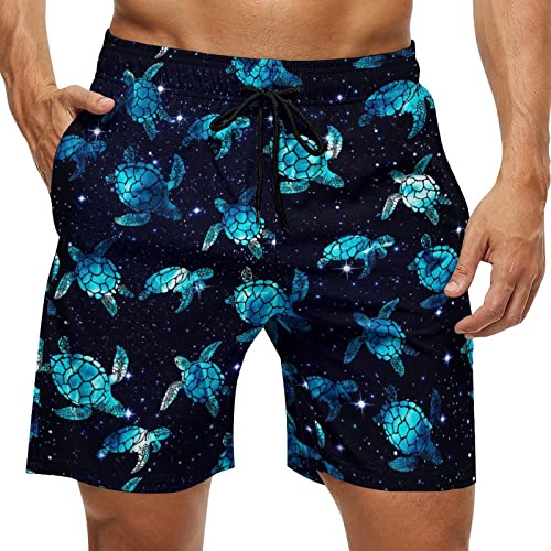 Aeoiba Herren Badehose Quick Dry Boardshorts mit Netzfutter Strandbademode Badeanzüge, Schildkröten, Large von Aeoiba