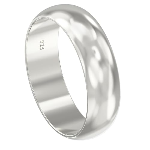 Aeon Jewellery Court Ehering - 925 Silber Ringe I 3-5 mm Klassische Trauringe für Männer und Frauen I Unisex D Form I Größe J - Z Eheringe I Mit Poliertuch & Geschenkbox I Hypoallergen von Aeon