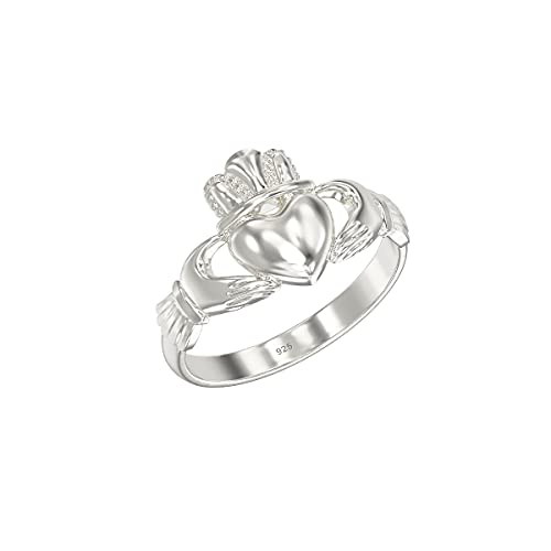Aeon Claddagh-Ring aus 925er-Sterlingsilber, herzförmige Ringe, Größen 59-925, irisch-keltischer Schmuck, Geschenke für Damen und Herren, Q, Silber von Aeon