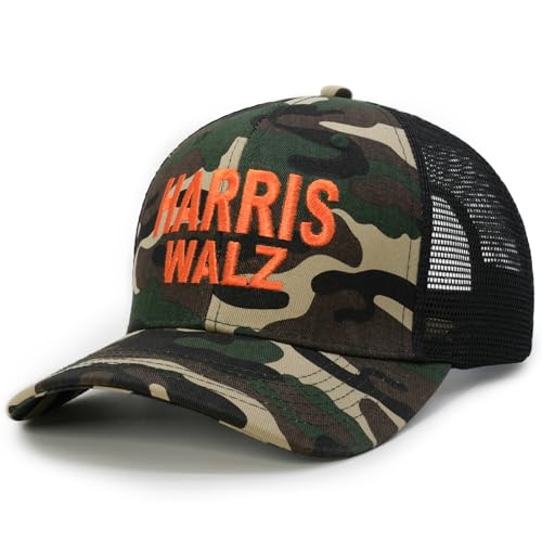 Harris Walz 2024 Bestickte Camala-Hut Harris und Tim Walz Mesh Snapback Cap verstellbar Dad Hat, Harris Walz Mütze mit Netzrücken, Camouflage-Muster, Einheitsgröße von Aeonda