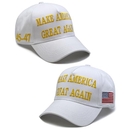 Trump 2024 Mütze 45-47 MAGA Hat Make America Great Again Donald Trump Stickerei, Slogan mit USA-Flagge, verstellbare Baseballkappe, M/Einheitsgröße von Aeonda