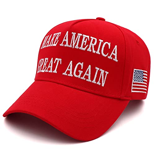 Trump 2024 45-47 MAGA Hat Make America Great Again Donald Trump Slogan mit USA-Flagge Baseballkappe, Roter MAGA-Hut, Einheitsgröße-M von Aeonda