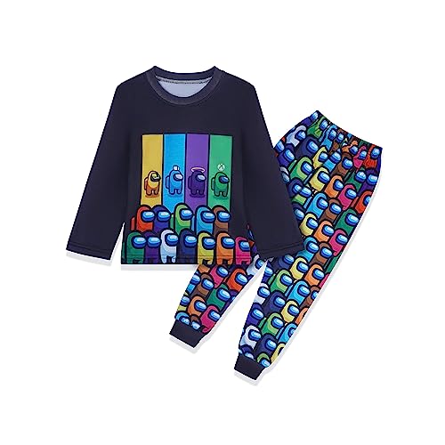 Jungen Kurz Pyjama Set Kinder Spiel Kurzarm Pjs Nachtwäsche Nachtwäsche 2-teiliges Outfit, Schwarz , 116 von Aepotumn