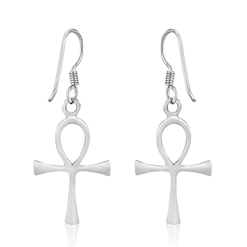 AeraVida Ägyptisches Ankh Symbol des Lebens Kreuz .925 Sterling Silber baumeln Ohrringe von AeraVida