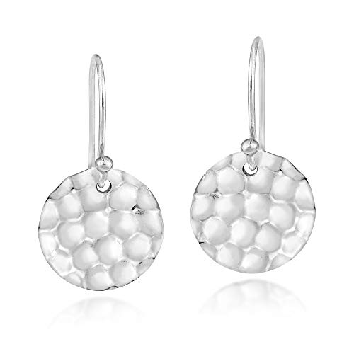 AeraVida Moderne gehämmerte 14 mm Scheibenförmige Ohrringe aus Sterlingsilber | niedliche baumelnde Ohrringe aus Sterlingsilber | scheibenförmige baumelnde Ohrringe | trendige baumelnde Ohrringe von AeraVida