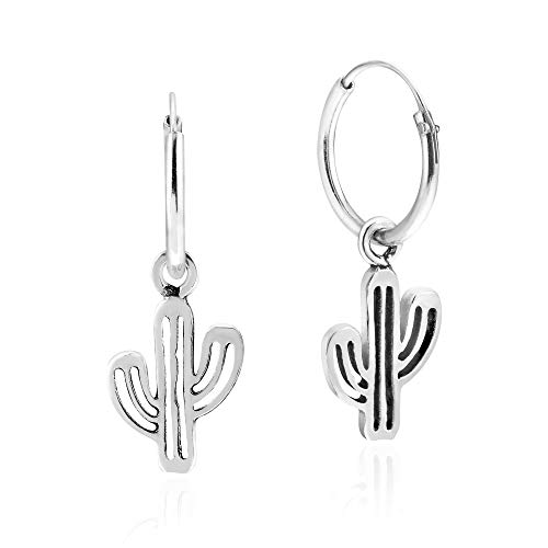 Resilient Desert Cactus 925 Sterling Silber Creolen baumeln Ohrringe, Sterling Silber von AeraVida
