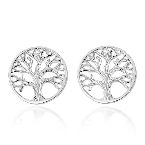 Schöne runde filigrane Ohrstecker Baum des Lebens 925 Sterling Silber, Sterling Silber von AeraVida