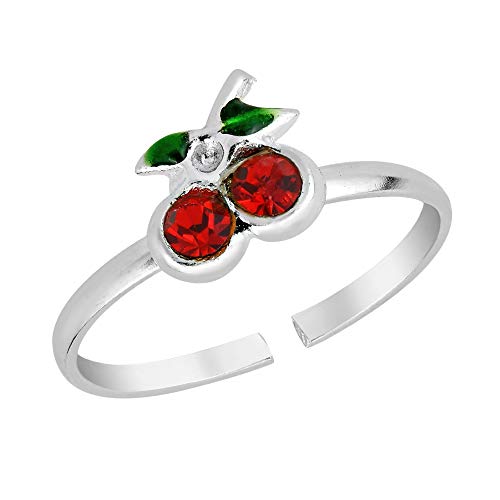 Sublime Zehenring aus 925er-Sterlingsilber mit rotem Zirkonia in Kirschform von AeraVida