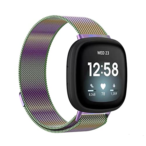 Aergood Kompatibel mit Fitbit Versa 3/Sense Armband, Magnetschloss Metall Edelstahl Armbänder für Fitbit Versa 3/Sense Uhrenarmbänder,Damen Herren - Bunt von Aergood