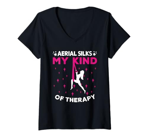 Damen Aerial Silks My Kind of Therapy Acrobats Yoga T-Shirt mit V-Ausschnitt Damen Aerial Silks My Kind of Therapy Acrobats Yoga T-Shirt mit V-Ausschnitt von Aerial Silks Yoga Luftakrobatik Luftakrobat