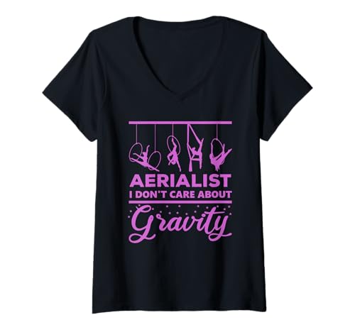 Damen Aerialist I Don't Care About Gravity Luftakrobtik Turnen T-Shirt mit V-Ausschnitt Damen Aerialist I Don't Care About Gravity Luftakrobtik Turnen T-Shirt mit V-Ausschnitt von Aerial Silks Yoga Luftakrobatik Luftakrobat